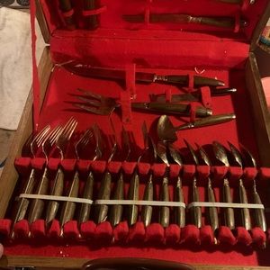Vintage 29 piece rosewood flatware set- stamped Thailand